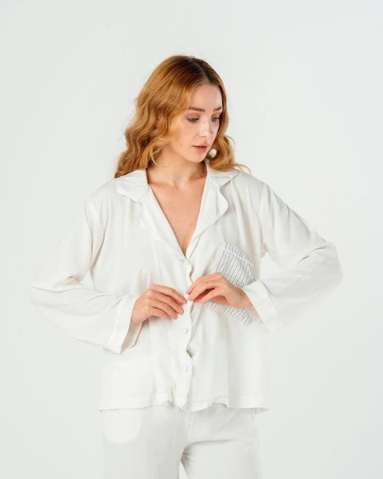White Cotton Pajama Shirt
