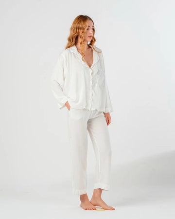 White Cotton Pajama Shirt