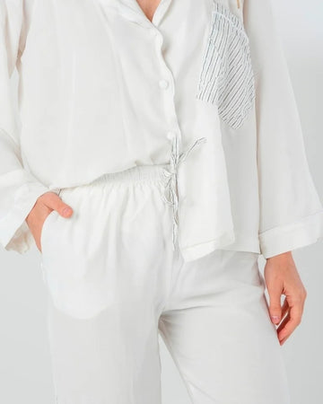 White Cotton Pajama Pants