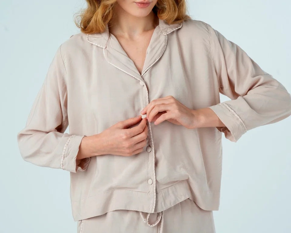 Nude Cotton Pajama Shirt